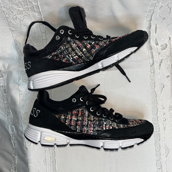 Guess tweed and sequined women’s sneakers. S. 9. Black and multicolored tweed. - Picture 7 of 10